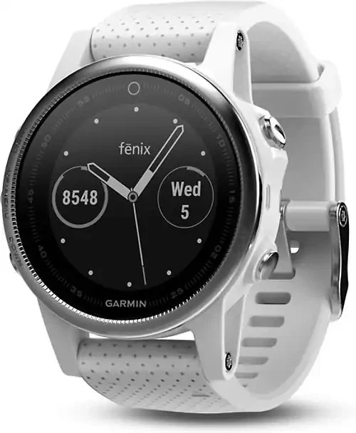 Garmin Fenix 5S 42 mm silber am Silikonarmband weiß - Bild 1 von 1