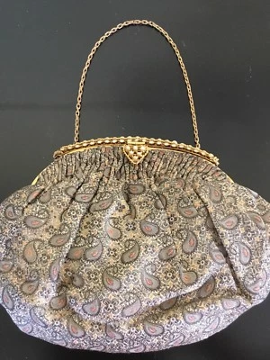 Bolso de mano metálico vintage Ed B Robinson brocado estrás cierre de perlas Foto 1 de 4