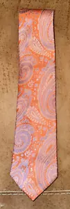 Tommy Hilfiger Orange Paisley Silk Tie B4 - Picture 1 of 4
