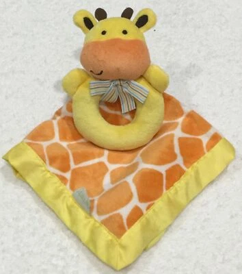 Manta de seguridad Carter’s Giraffe Lovey y sonajero amarillo felpa patrón naranja Foto 1 de 4