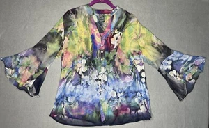 CASUAL STUDIO Vintage Damen Bluse Größe M Blumenmuster Schlagärmel transparent - Bild 1 von 19