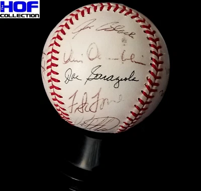 1990 World Series Baseball Signed by Spahn, Gibson, Doby, Roberts (11) HOF - Image 1 of 4