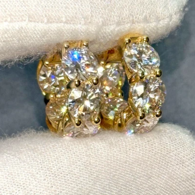 8.00 CTW Jumbo VVS1 Moissanite Hoop Earrings Huggies 20mm - 925 Silver - Image 1 of 4