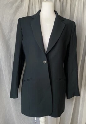 Chaqueta Blazer I-N-C Mujer Un Botón Verde Talla 10 100% Lana Foto 1 de 4