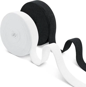 Elastico per Cucito, Elastico Da Cucire, Due Rotoli in Bianco E Nero 20Mm × 10M - Foto 1 di 7