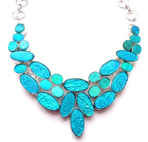 Australian Triplets Opal Gemstone 925 Sterling Silver Handmade Jewelry Necklace - Picture 1 of 9