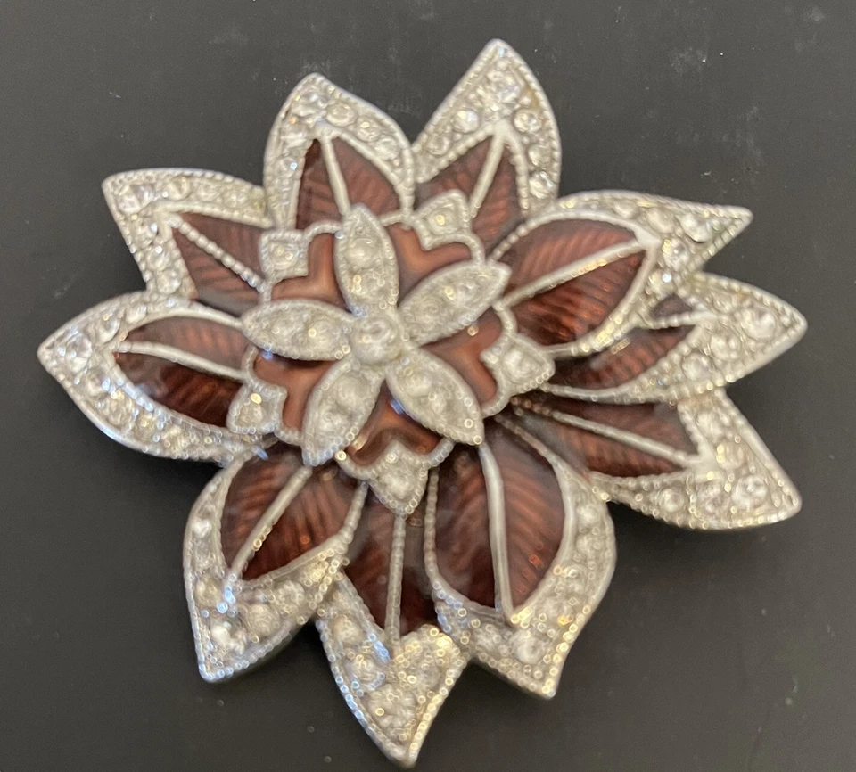 MONET Рождественская Булавка со СТРАЗАМИ Пуантсетта Цветочная Брошь Поместье БИЖУТЕРИЯ - Изображение 1 из 4