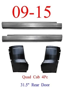 09 15 Ram 4Pc Outer Rocker & Cab Corner Kit, Quad Cab Ram Truck, 31.5" Rear Door - Imagen 1 de 6