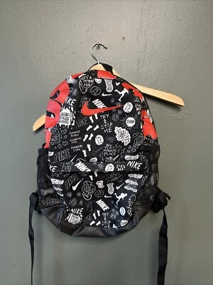 Nike Brasilia All Over Swoosh Graffiti  Medium Backpack School BA6068 Black - Image 1 of 3