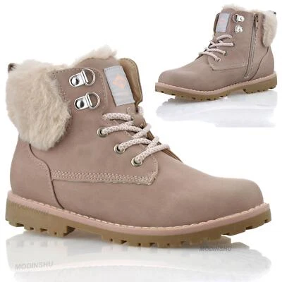 Girls Kids Childrens Walking Hiking Zip Up Warm Casual Ankle Boots Shoes Size - Image 1 of 4