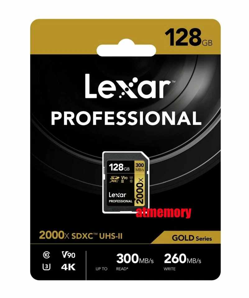 Lexar Professional 128GB SD SDXC 2000x Memory Card UHS-II 300MB/s 4K V90 U3 - Image 1 of 1