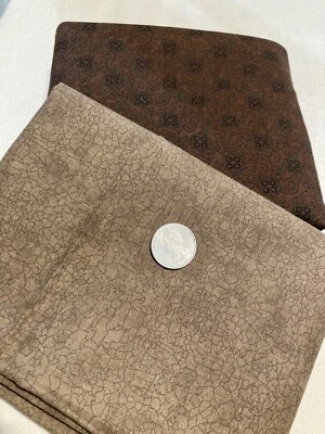 Tecido de colcha de algodão paisley marrom escuro Peter Pan 1-3/4 jardas e tecido MBT 34 X 42 - Imagem 1 de 4