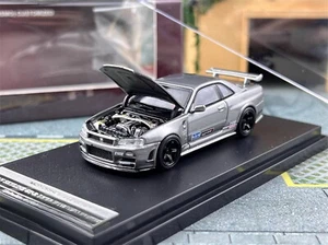 MH Escala 1/64 Nissan GT-R R34 NISMO CRS VER Gris2 Diecast Coche Modelo Juguete Regalo - Imagen 1 de 6