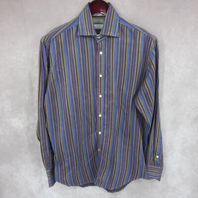 Thomas Dean Shirt Mens Medium Striped Button Up  Long Sleeve Cotton - Image 1 of 4