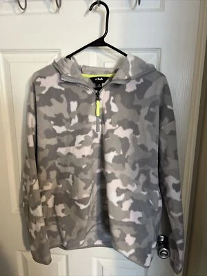 Fila Sport Hoodie Size M Fleece Gray Pink White Cozy Camouflaged - Image 1 of 3