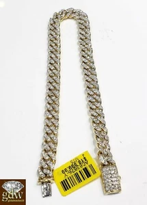 REAL Diamond Bracelet Solid 10k Gold Cuban link 4CT Diamond Box clasp 7.5" - Picture 1 of 6