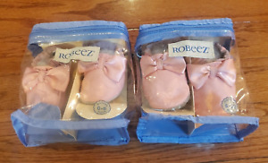 2 Robeez Baby Girl Soft Soles Shoes Pink Satin Bow 0-6 Months & 6-12 Months NIP