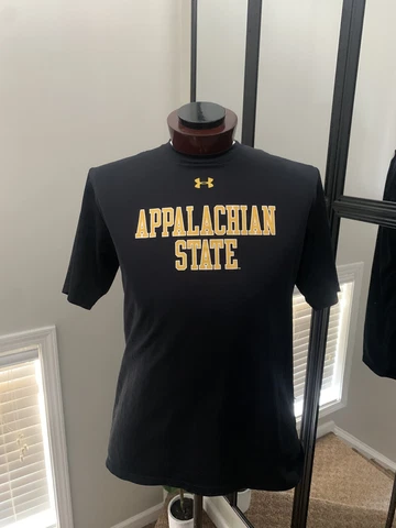 Under Armour Heat Gear Mens Large Appalachian State Short Sleeve Black T Shirt Cover