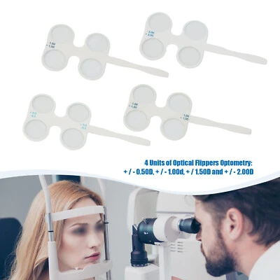 Juego de lentes de prueba abatibles de optometría 4 unidades aletas de confirmación de plástico blanco Foto 1 de 4