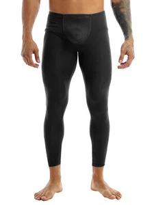 Mens Bulge Pants Pants Sports Yoga Gym Long John Trousers Legging Underwear - Picture 1 of 35