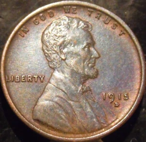 Centavo Lincoln 1915-D elección AU original - Imagen 1 de 2