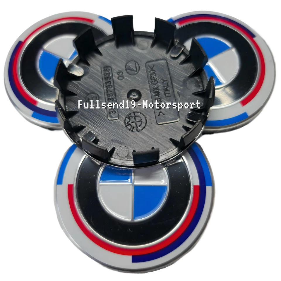 4pcs Wheel Center Emblem Caps for BMW 68mm 50th Anniversary - Image 1 of 4