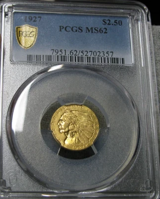 1927 Quarter Eagle $2.5 Indian Head Gold --- MS-62 PCGS Graded Coin ---- #279C - Image 1 of 4