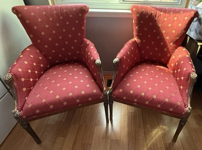 🪑 Pair of Elegant Vintage Red & Gold Chairs – Casa Stradivari, Brooklyn NY - Image 1 of 4