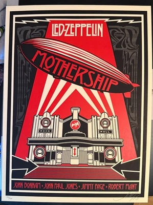 Impresión Shepard Fairey “Led Zeppelin Mothership” S/N L/E 2007 Obey Giant Foto 1 de 4