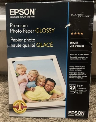 Epson Premium 5x7 Glossy Borderless Photo Paper - 20 Sheets - Image 1 of 2