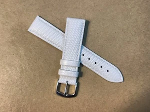 NOS Hadley Roma 18R White Padded & Stitched Java Lizard Grain Leather Watch Band - Picture 1 of 6