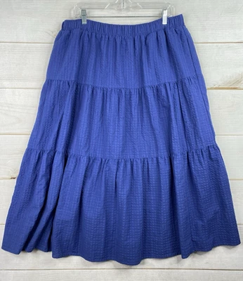 Old Navy Maxi Skirt Womens XL Blue Textured Tiered Pull On Lightweight - Image 1 of 4