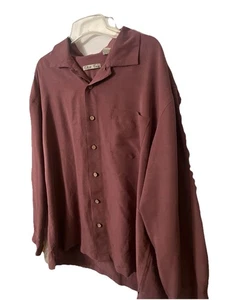 Batik Bay Uomo XL Manica Lunga Bottoni Colore Prugna/Rosa 80%Rayon Usato in Ottime Condizioni - Foto 1 di 8