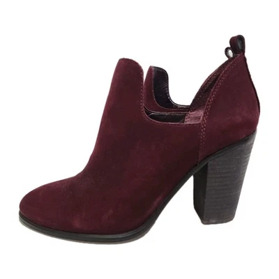 VINCE CAMUTO Talla 9.5 Imitación Gamuza Tacón Bloque Botines Otoño Otoño Borgoña  Foto 1 de 4