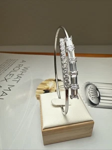 .925 Sterling Silber Armreif Armband mit runden Diamanten - Bild 1 von 4