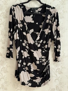 INC Intl Concepts Floral Wrap Top XL Black Cream Goth Whimsigoth Y2K - Bild 1 von 6