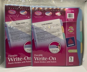 (2) Avery Write-On Big Tab Plastic Dividers 5-Tab Letter 16176 - Picture 1 of 4