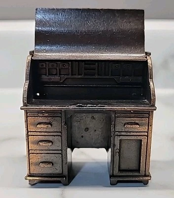 Vintage Durham Industries Inc Metal Miniatures Roll Top Desk Rolltop Dollhouse - Image 1 of 4