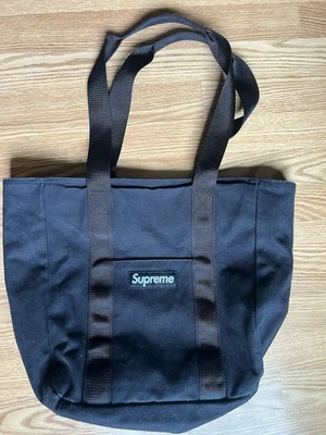 Supreme Black Canvas Tote Bag Unisex Foto 1 de 4