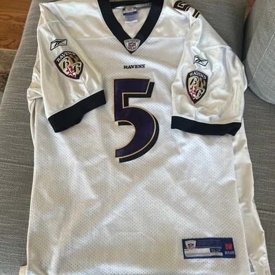 Camiseta deportiva vintage Joe Flacco Baltimore Ravens #5 Reebok para hombre talla 52 negra blanca Foto 1 de 4
