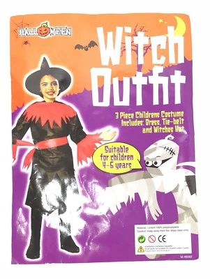 Halloween Witch Costume Outfit  Children's Full Fancy Dress Girl Party Gift 4-6 - image 1 of 2