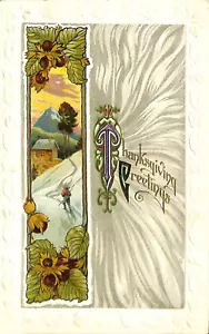 Vintage 1910s THANKSGIVING Embossed Postcard Harvest - Picture 1 of 2