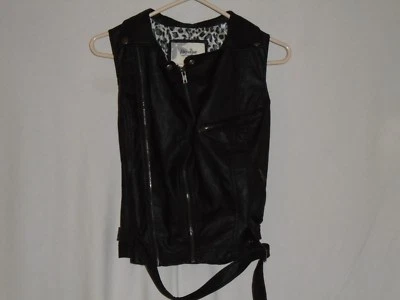Chaleco de cuero sintético negro Papaya California Premium Outerwear para mujer talla pequeña Foto 1 de 2