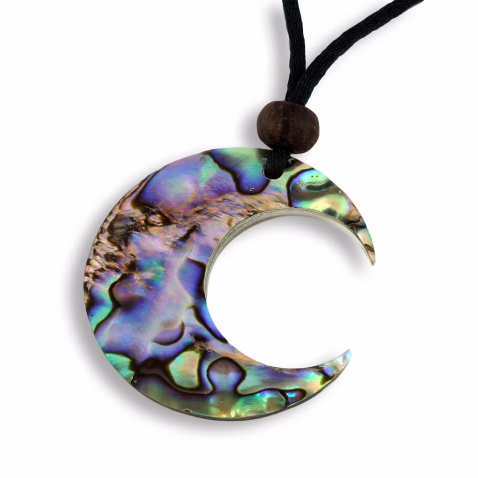 Halskette Anhänger Kette Abalone Muschel Handarbeit Mond Design N206 - Bild 1 von 1