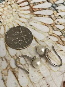Sterling Silver Drop/Leaf Akoya Pearl Earrings From A Repurposed Mikimoto Brooch - Picture 1 of 5