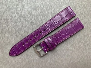 Purple Genuine Leather Skin watch strap band 15 16 17 18 19 20 21 22 23 24 26mm - Picture 1 of 13