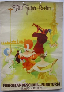 700 anni Berlino Freigeländeschau torre radio originale poster 1937 - Foto 1 di 2