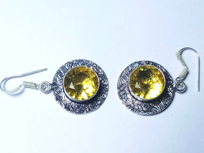 Hydro Citrine Round Shpae Gemstone Earring Jewelry Earring  Size 1.5 inches - Image 1 of 4