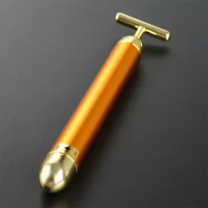Appareil de masseur de soins de la peau en or 24K rouleau facial vibration pour le visage Beauty Bar - Photo 1/12