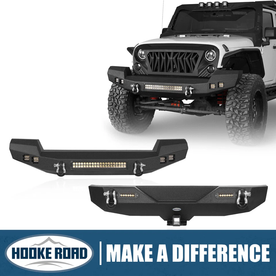 Hooke Road Full Width Front Bumper or Rear Bumper Fit Jeep Wrangler JK 2007-2018 Foto 1 de 4